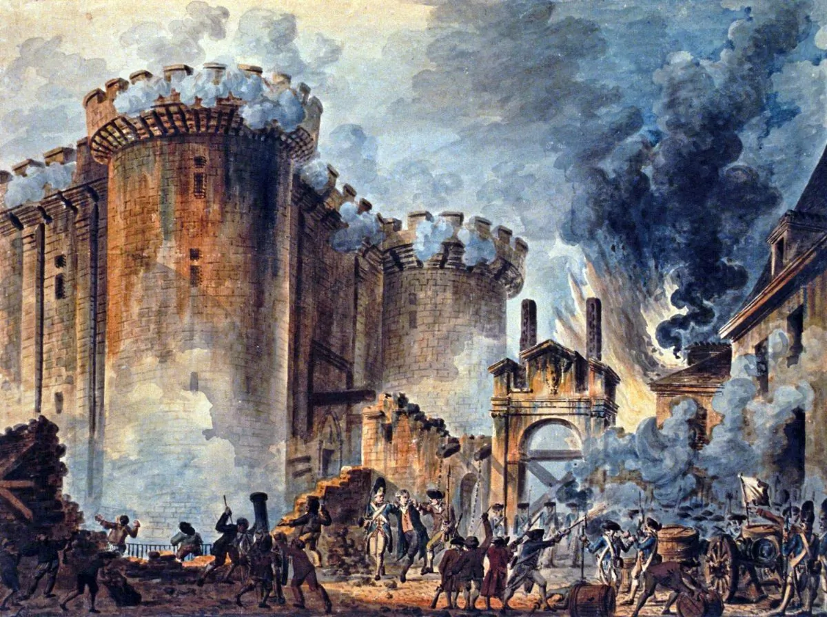 "The Storming of the Bastille", Visible in the center is the arrest of Bernard René Jourdan, m de Launay (1740-1789). (Creative Commons/Wikimedia)