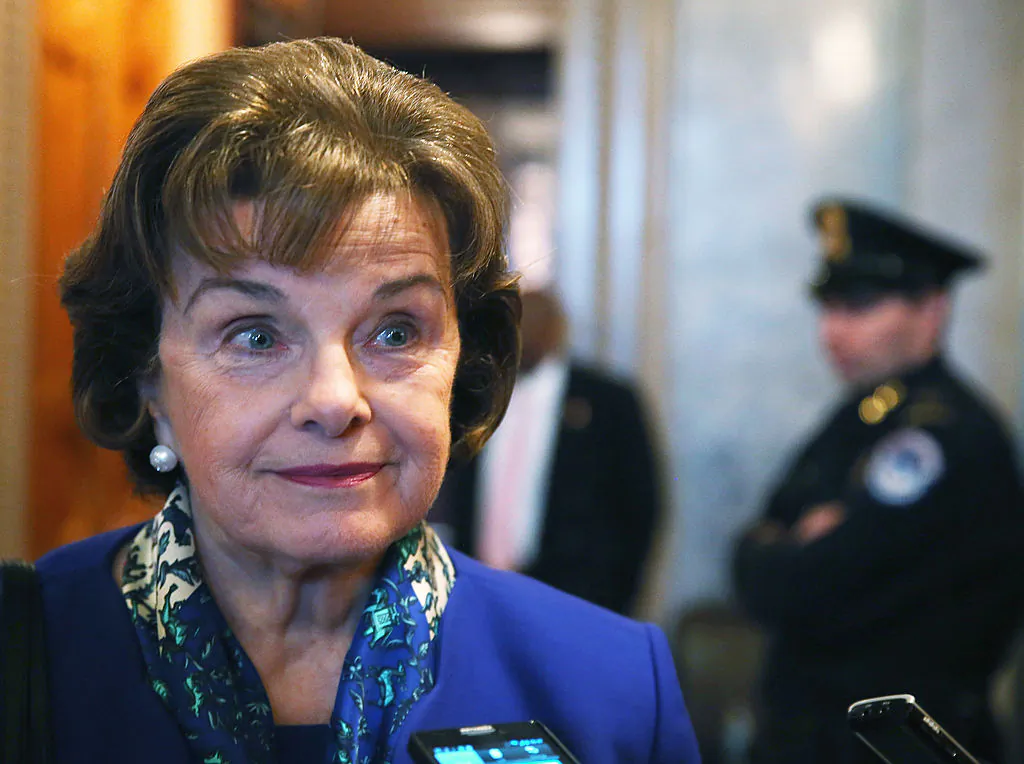 Sen. Dianne Feinstein (D-Calif.) speaks to reporters after finishing a speech on the Senate floor on March 11, 2014. (Mark Wilson/Getty Images)