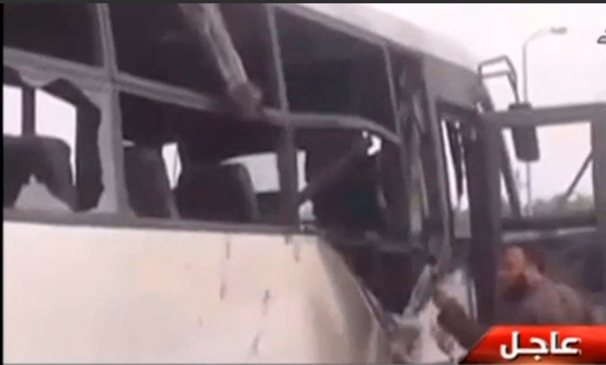 Aftermath of attack on buses and truck carrying Coptic Christians in Minya Province, Egypt on May 26, 2017. (EGYPT TV via REUTERS)