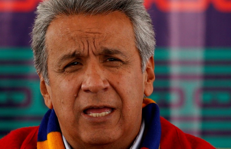 Ecuador's President Lenin Moreno gives a news conference in Cochasqui, Ecuador on May 25, 2017. (REUTERS/ Mariana Bazo)