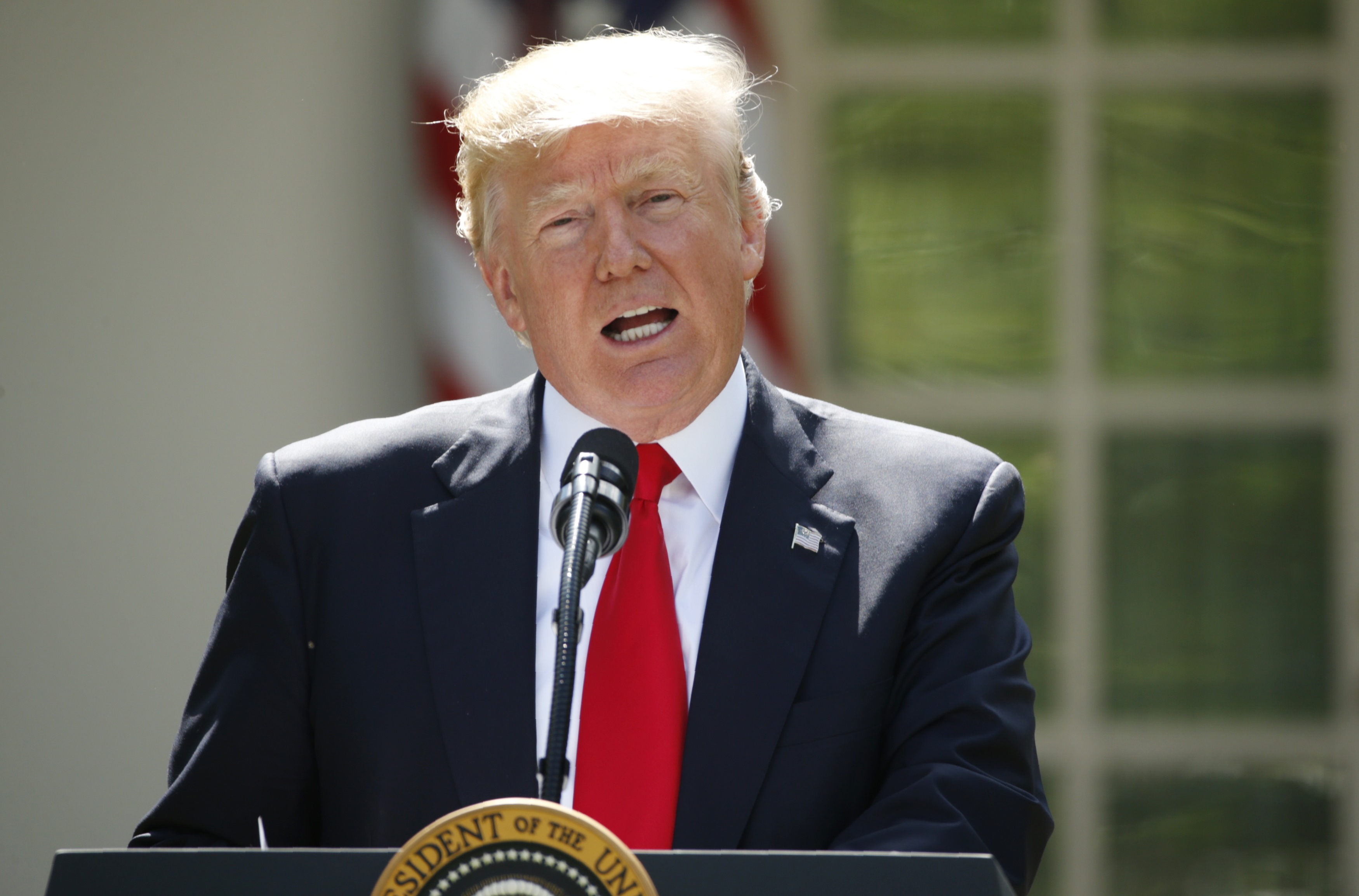 President Donald Trump announces his decision that the United States will withdraw from the landmark Paris Climate Agreement, in the Rose Garden of the White House in Washington on June 1, 2017. (REUTERS/Kevin Lamarque)