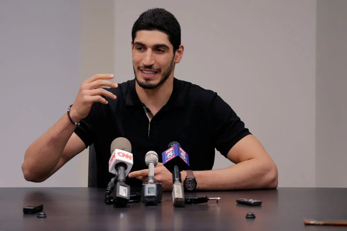 Turkish NBA player Enes Kanter at National Basketball Players Association headquarters in New York on May 22, 2017. (REUTERS/Lucas Jackson)