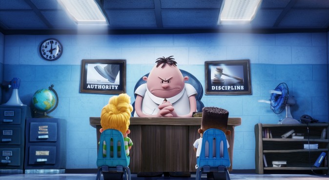 (L–R) Harold (voiced by Thomas Middleditch), Mr. Krupp (voiced by Ed Helms) and George (voiced by Kevin Hart) in DreamWorks Animation's