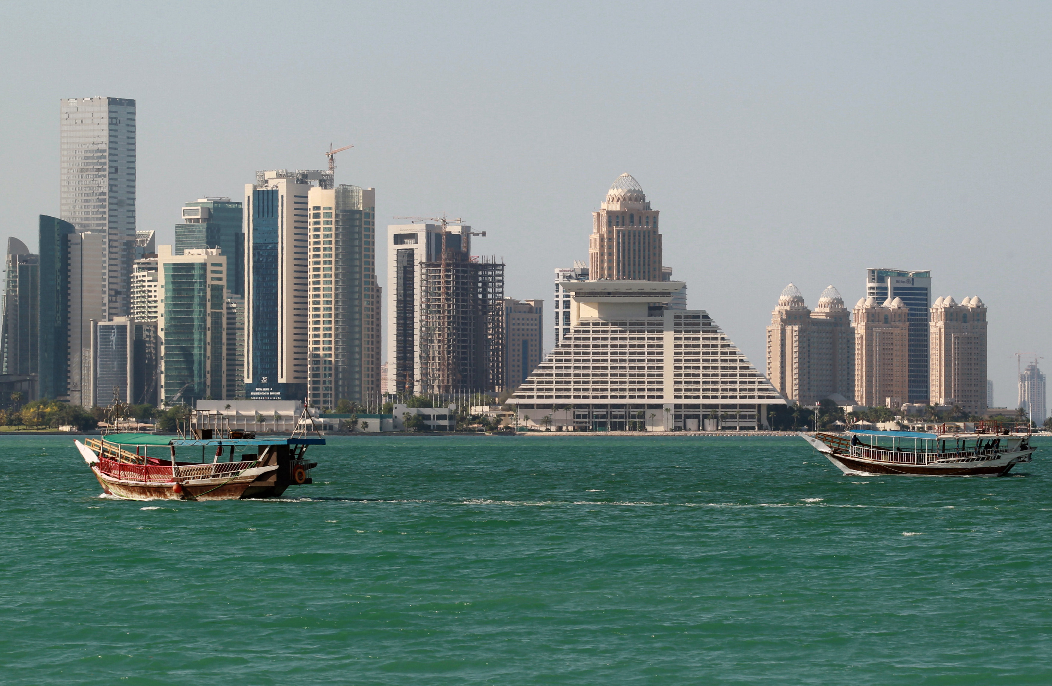 Buildings are seen on a coast line in Doha, Qatar on June 5, 2017. (REUTERS/Stringer)