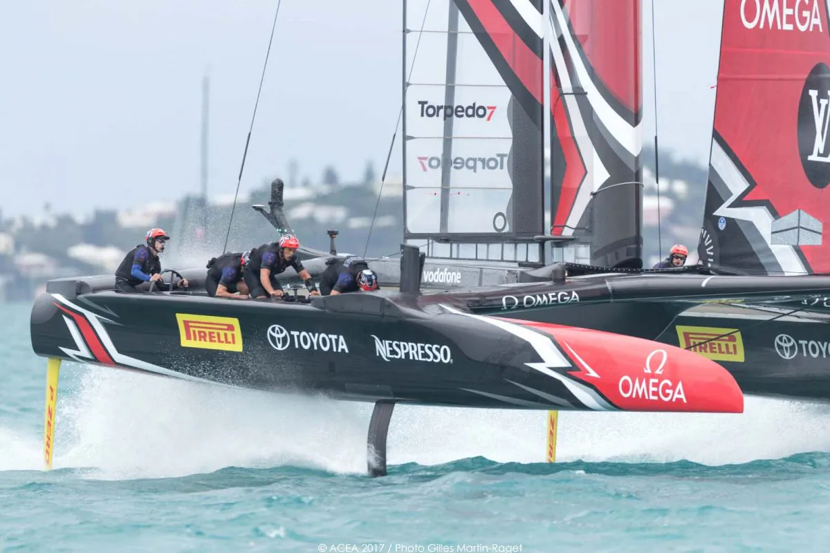 Team New Zealand winner of the Louis Vuitton America’s Cup Challenger Playoff’s final sailing at speed on Day 2 of the Challenger Finals on Sunday June 11. Team New Zealand will now progress to the Louis Vuitton America’s Cup to challenge the defending champions Oracle USA starting June 17. (ACEA 2017 / Photo Gilles Martin-Raget)