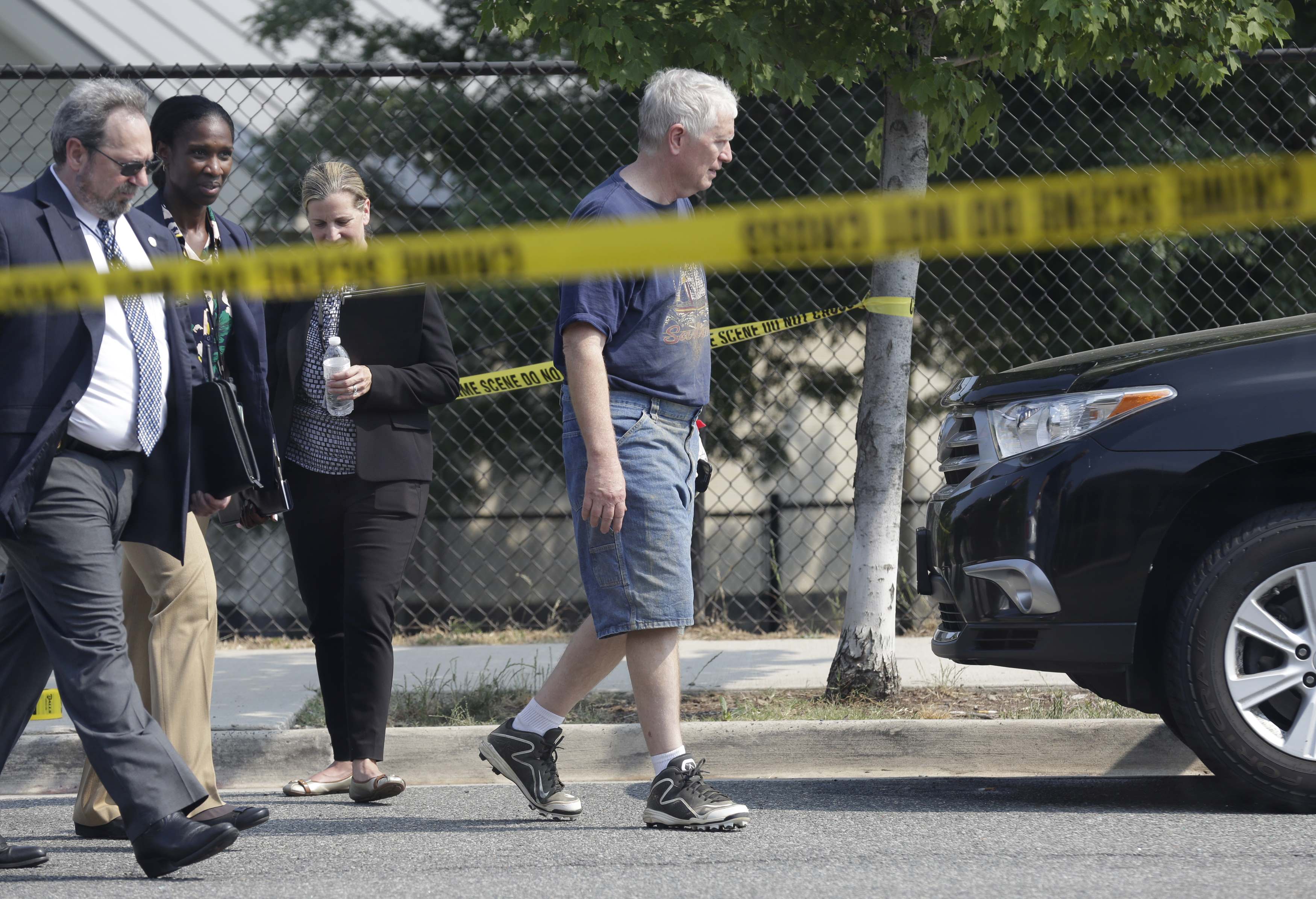 Rep. Mo Brooks (R-AL) departs a shooting scene after speaking to reporters near Washington in Alexandria, Virginia on June 14, 2017. (REUTERS/Joshua Roberts)