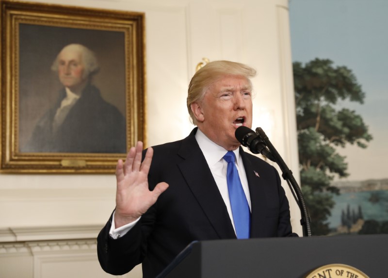 President Donald Trump delivers a statement about the shooting at a Congressional Republicans baseball practice from the White House in Washington on June 14, 2017. (REUTERS/Kevin Lamarque)