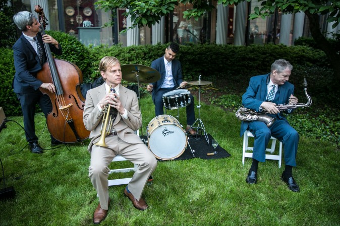 Jazz band The Flail perform at The Frick's Spring Garden Party.  (Benjamin Chasteen/The Epoch Times)