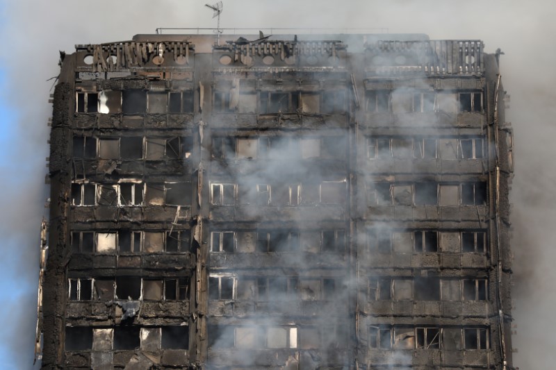 Smoke billows from the tower block. (REUTERS/Neil Hall)