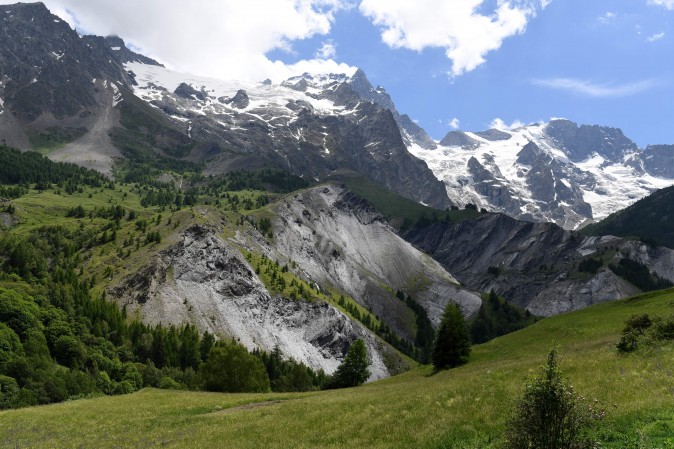 La Meije and its glacier seen from La Grave in the Hautes-Alpes, France, on June 16, 2017. (JEAN-PIERRE CLATOT/AFP/Getty Images)
