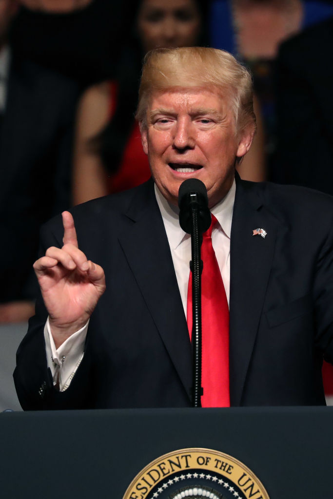 President Donald Trump speaks about policy changes he is making toward Cuba at the Manuel Artime Theater in the Little Havana neighborhood in Miami, Fla., on June 16, 2017. (Joe Raedle/Getty Images)