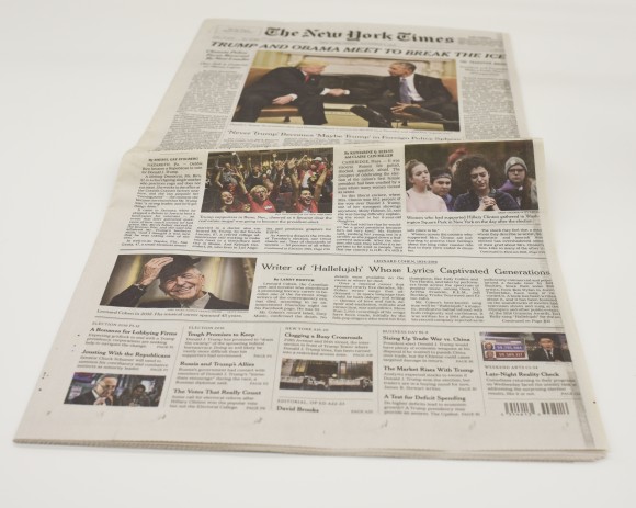 A Nov. 11, 2016, article in the New York Times remembers the life and career of Leonard Cohen, days after his death. The image is featured in the upcoming exhibit "Leonard Cohen: A Crack in Everything.'' (Taryn Simon, New York Times)