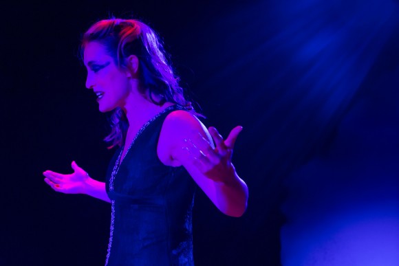Performer Sarah Naughton as Death in the "dramatic verse tapestry,"