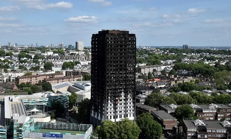 Extensive damage is seen to the Grenfell Tower block which was destroyed in a disastrous fire, in north Kensington, West London, Britain June 16, 2017. (Reuters/Hannah McKay)