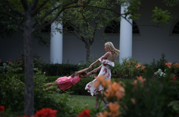 Ivanka Trump (R), daughter and assistant to President Donald Trump, plays with her daughter Arabella Rose Kushner (L) in the Rose Garden during during a Congressional Picnic on the South Lawn of the White House June 22, 2017 in Washington, DC. (Alex Wong/Getty Images)