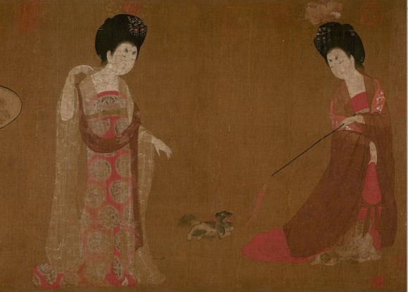 "Court Ladies Wearing Flowered Headdresses," detail. (Public domain)