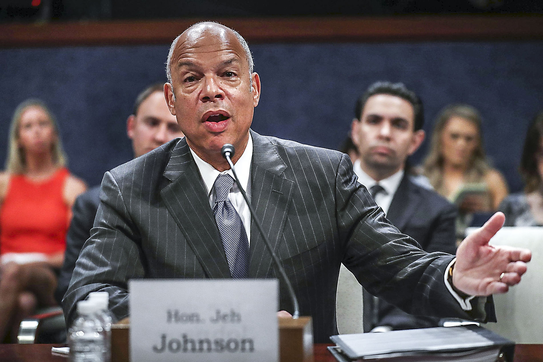 Former Homeland Security Secretary Jeh Johnson testifies before the House intelligence committee on June 21, 2017. (Chip Somodevilla/Getty Images)