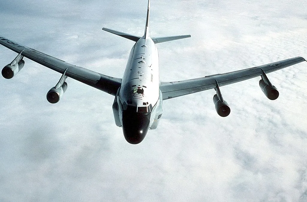 Rep. Don Bacon (R-Neb.), a retired U.S. Air Force general, is calling on the Pentagon to restore the Cold War Era “Looking Glass” program where command-and-control aircraft, such as the 
RC-135 Stratolifter above, could augment surveillance by being on-station 24/7 to ensure no adversary can launch a surprise nuclear strike. (Master Sgt. Patrick Nugent via Wikimedia Commons)