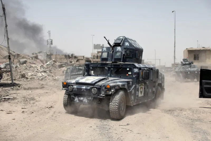A military vehicle of the Emergency Response Division is seen during the fight with the Islamic States militants in the Old City of Mosul, Iraq July 3, 2017. REUTERS/Ahmed Jadallah