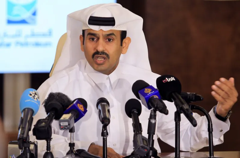 Saad al-Kaabi, then-chief executive of Qatar Petroleum, gestures as he speaks to reporters in Doha, Qatar, on July 4, 2017. (REUTERS/Naseem Zeitoon)