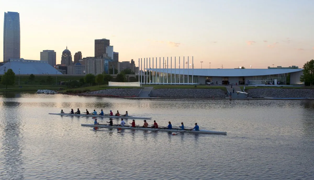 Kayaking on the North Canadian River, which runs between North Oklahoma City and South Oklahoma City. (Oklahoma City Convention & Visitors Bureau)