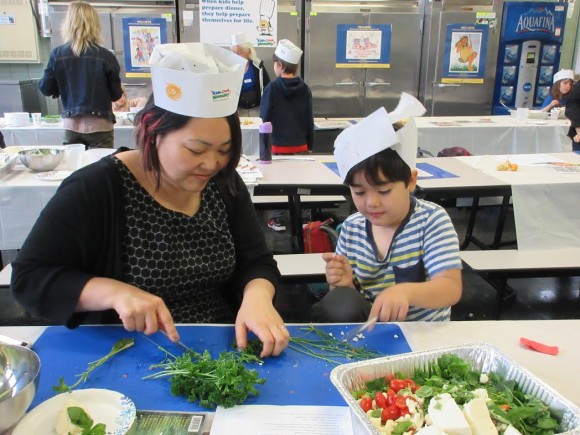 Participants at a recent Family Cooking Night at P.S. 32