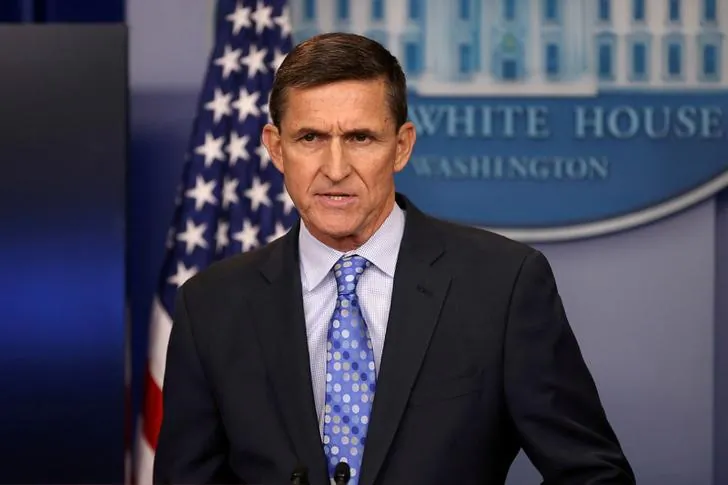 Then national security adviser General Michael Flynn at a daily briefing at the White House in Washington, Feb. 1, 2017. (Reuters/Carlos Barria)
