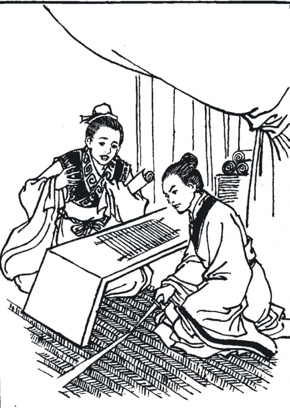 Guan Ning cuts his mat to signal the end of a friendship.