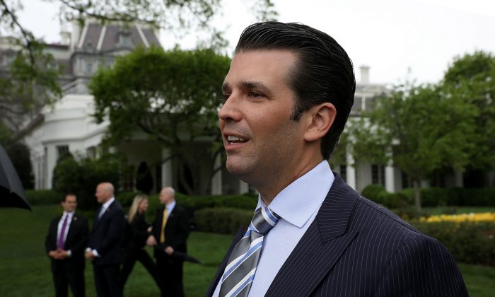 Donald Trump Jr. on the South Lawn of the White House April 17, 2017 in Washington, DC. (Win McNamee/Getty Images)
