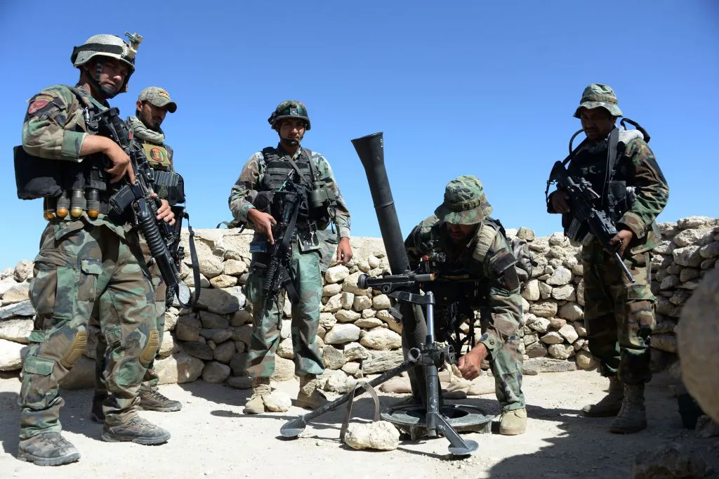 Afghan commandos prepare to launch mortar shells on an ISIS terrorist stronghold in Achin district of Nangarhar, eastern Afghanistan on April 14, 2017.
(NOORULLAH SHIRZADA/AFP/Getty Images)