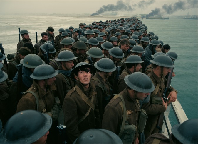 Stranded soldiers in a scene from the Warner Bros. Pictures action thriller "Dunkirk,