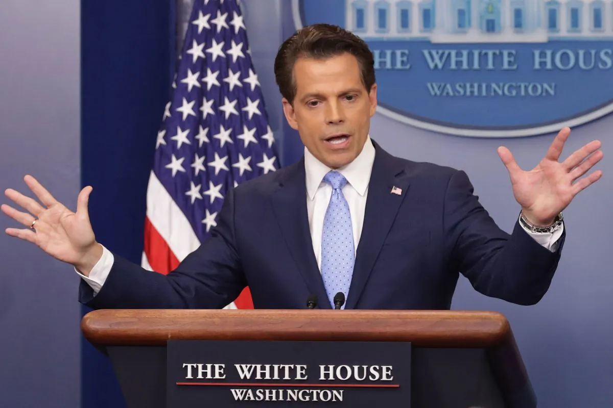 Anthony Scaramucci answers reporters' questions during the daily White House press briefing in the Brady Press Briefing Room at the White House in Washington on July 21, 2017. (Chip Somodevilla/Getty Images)
