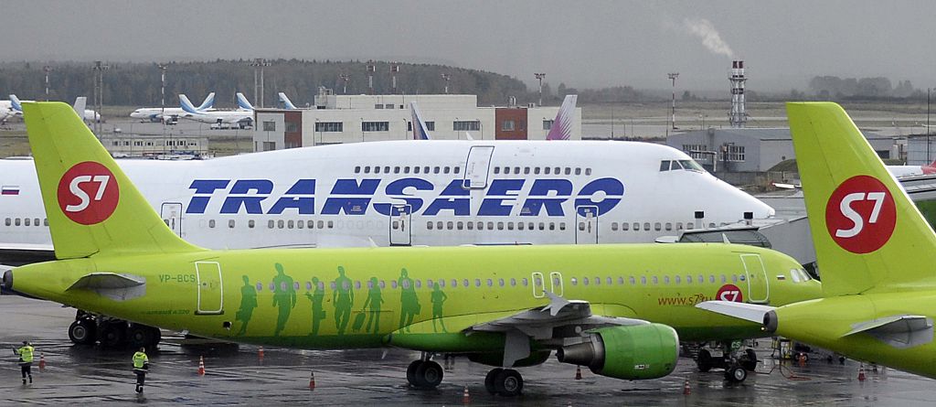 A Transaero Boeing 747 is parked at Moscow's Domodedovo airport on October 8, 2015. (ALEXANDER NEMENOV/AFP/Getty Images)