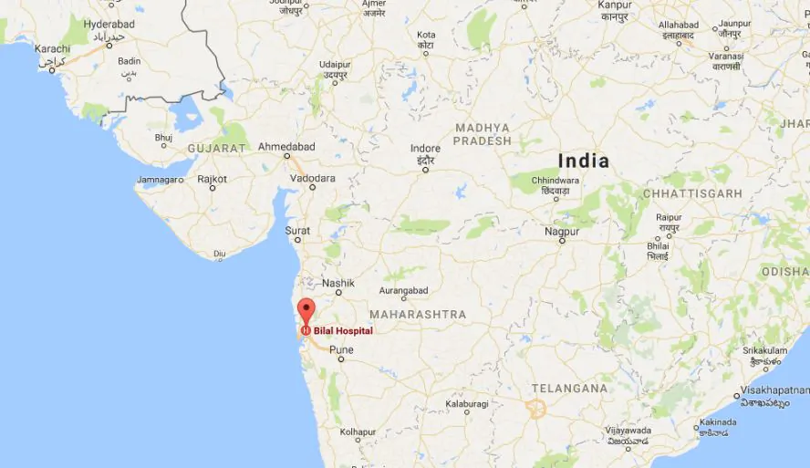 A baby born near Mumbai, India, was born with his own half-formed twin brother inside his stomach (Google Maps)