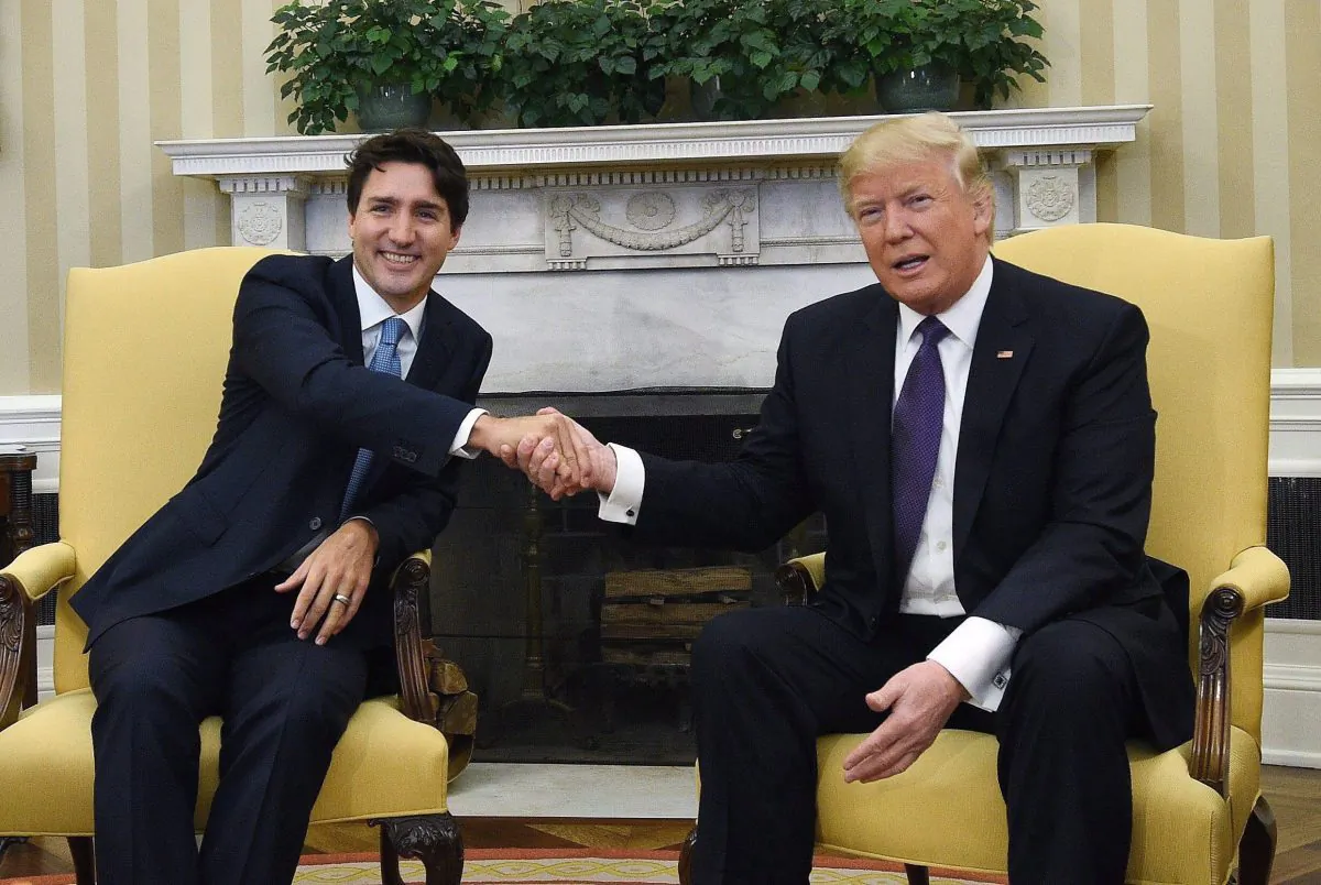 Prime Minister Justin Trudeau meets with then-U.S. President Donald Trump at the White House on Feb. 13, 2017. The two leaders also held a joint press conference about NAFTA. (The Canadian Press/Sean Kilpatrick)