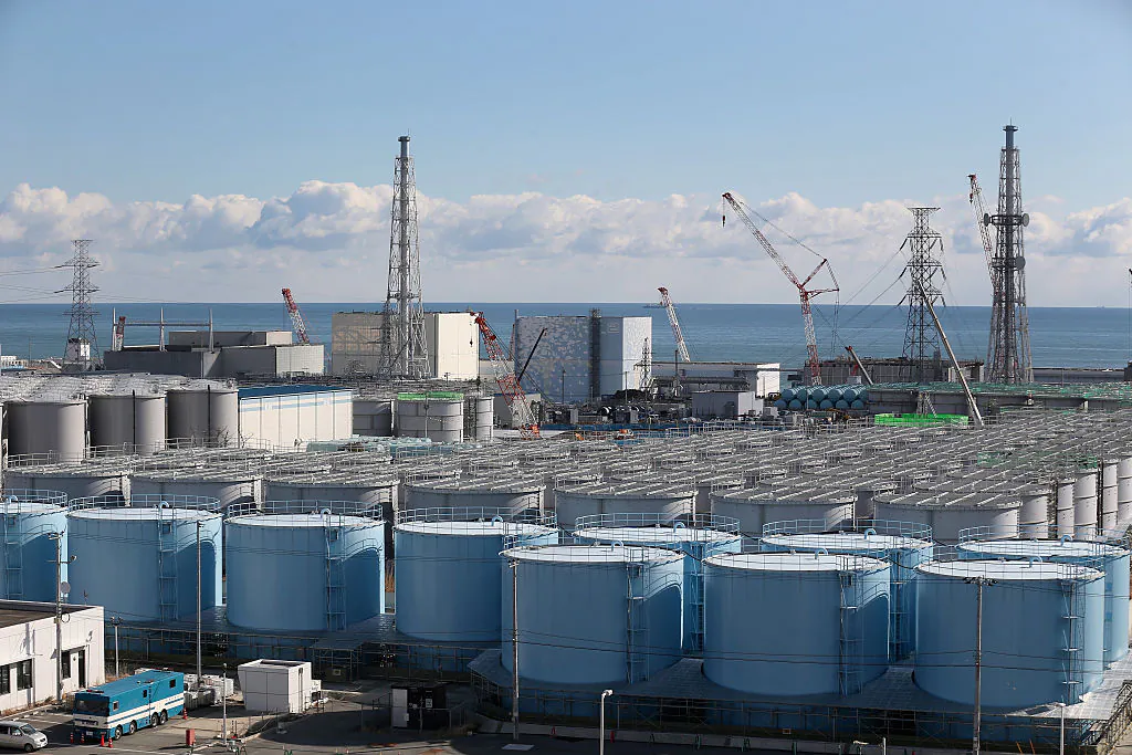A general view of radiation contaminated water tanks and the damaged reactors at Fukushima Daiichi nuclear power plant In Okuma, Japan, on Feb. 25, 2016. (Christopher Furlong/Getty Images)