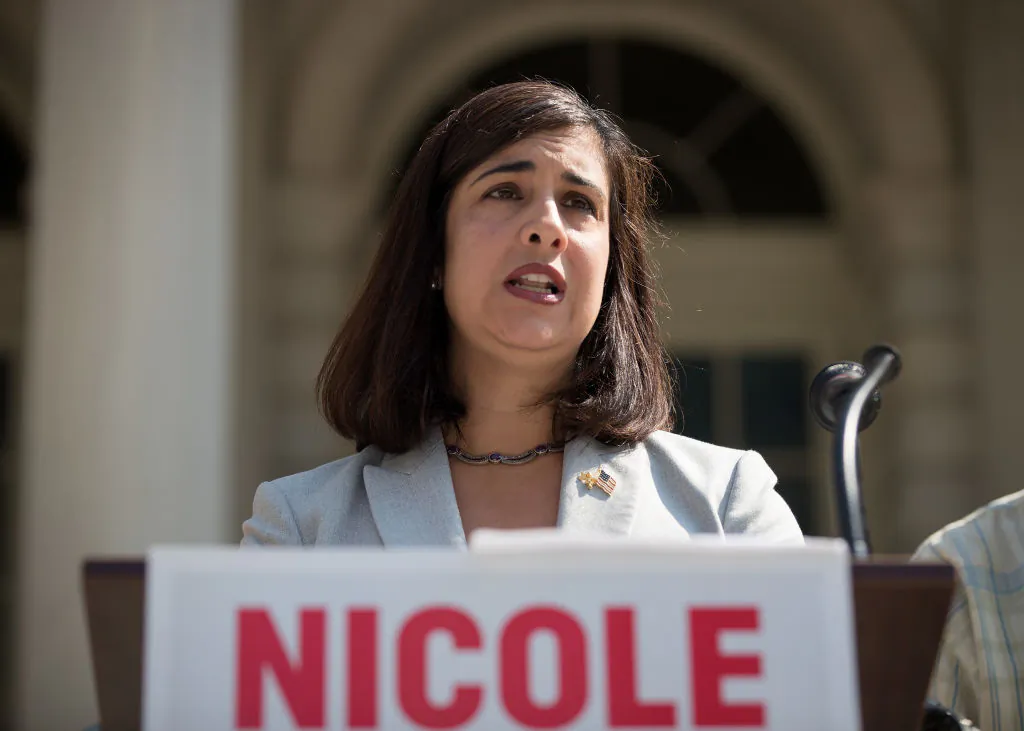 Then-mayoral candidate Nicole Malliotakis, a Republican speaks during a press conference outside City Hall, July 19, 2017 in New York City. (Drew Angerer/Getty Images)