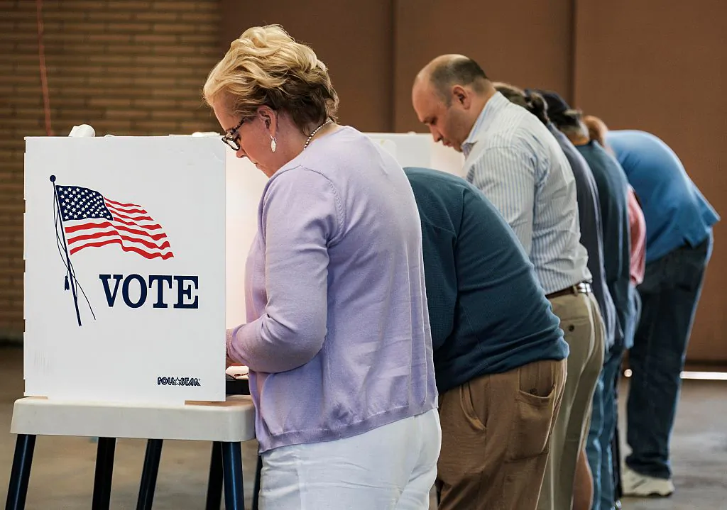 Voters cast their ballots in the U.S. presidential election at a fire station in Alhambra, Calif., on Nov. 8, 2016. (Ringo Chiu/AFP/Getty Images)