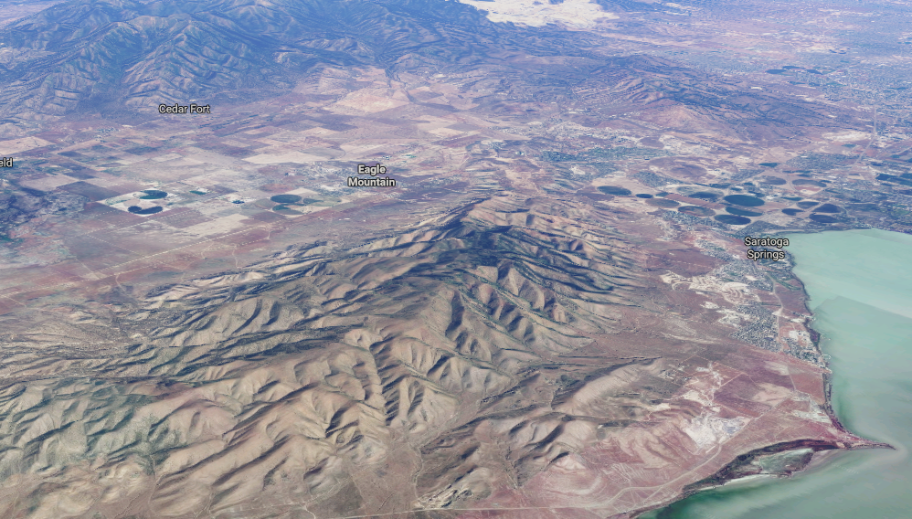 Aerial rendering of Eagle Mountain, Utah. (Google Maps)