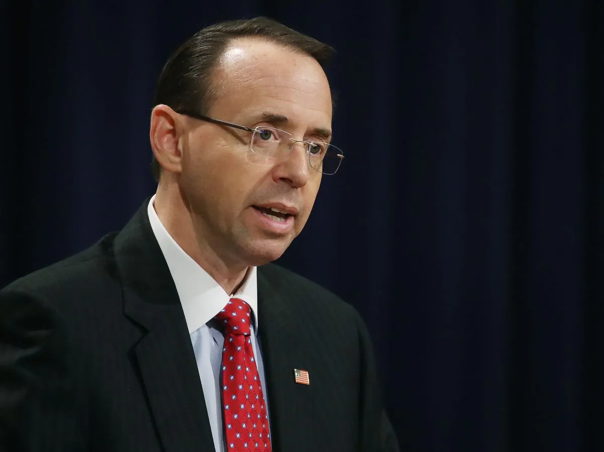 Then-Deputy Attorney General Rod Rosenstein speaks during the Justice Department's Asian American and Pacific Islander Heritage Month Observance Program at the Justice Department in Washington on May 31, 2017. (Mark Wilson/Getty Images)