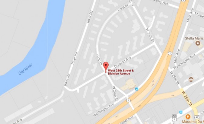 The child was in a vehicle with his mother around West 28th Street and Division Avenue when the shooting occurred (Google Maps)
