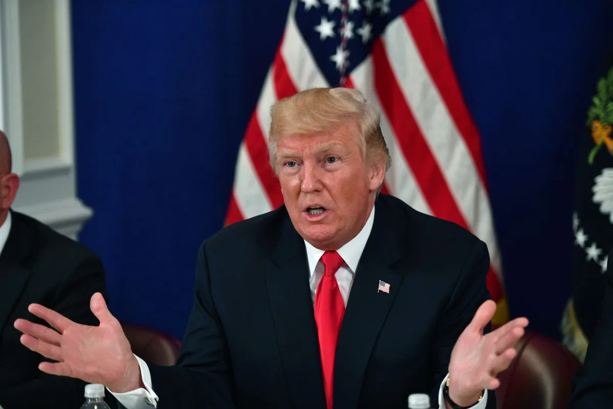US President Donald Trump speaks during a security briefing on August 10, 2017, at his Bedminster National Golf Club in New Jersey.  / AFP PHOTO / Nicholas Kamm        (Photo credit should read NICHOLAS KAMM/AFP/Getty Images)