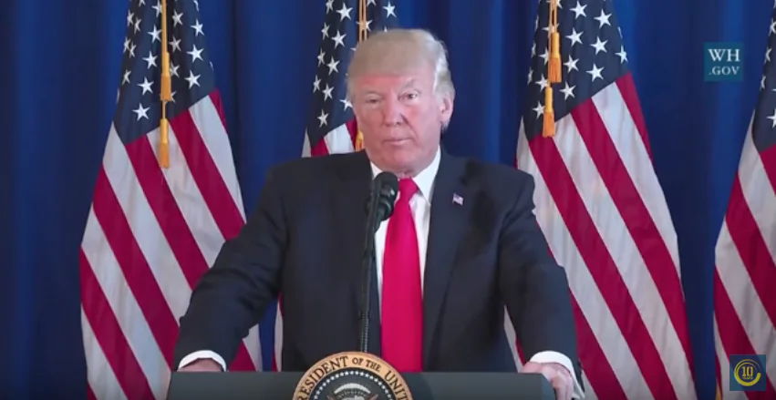 President Donald Trump condems the violence that broke out in Charlottesville,
 Va.
 on Aug. 12.
 (Screenshot/Youtube)