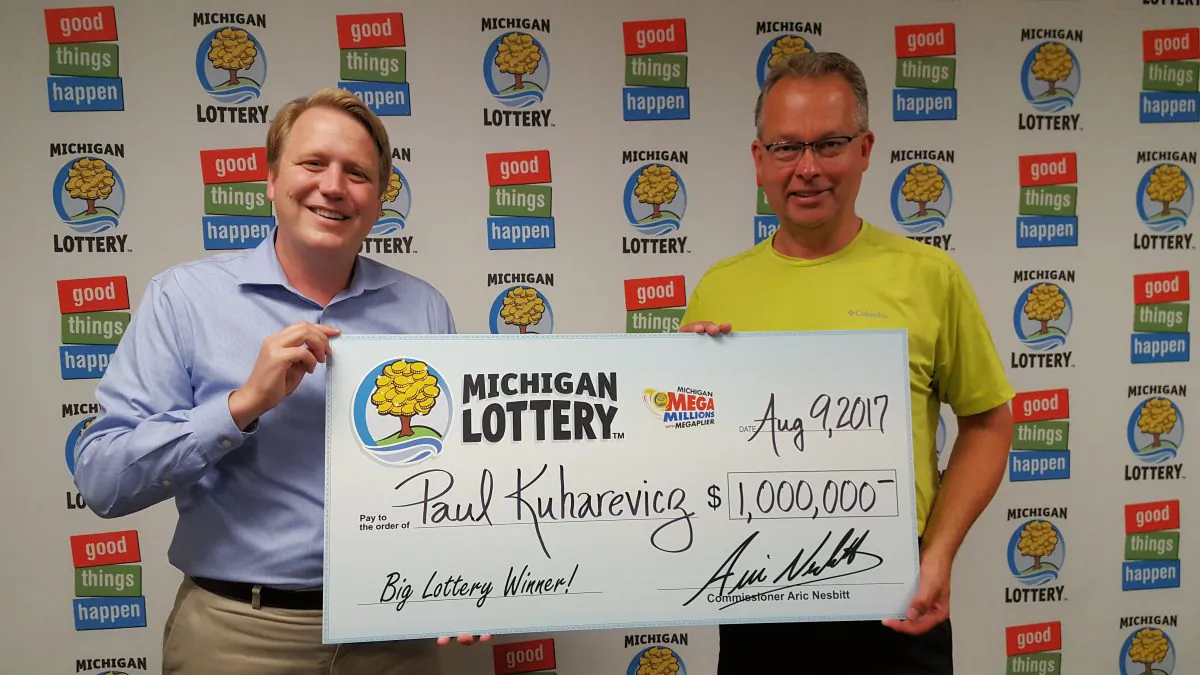 Paul Kuharevicz wound up purchasing a $1 million winning lottery ticket after his flight home from a business trip was canceled.Photo courtesy of Michigan Lottery
