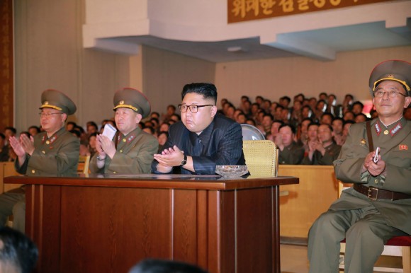 An image released by North Korea's official Korean Central News Agency on Aug. 14 shows North Korean communist dictator Kim Jong-Un while inspecting the Command of the Strategic Force of the Korean People's Army at an undisclosed location. (STR/AFP/Getty Images)