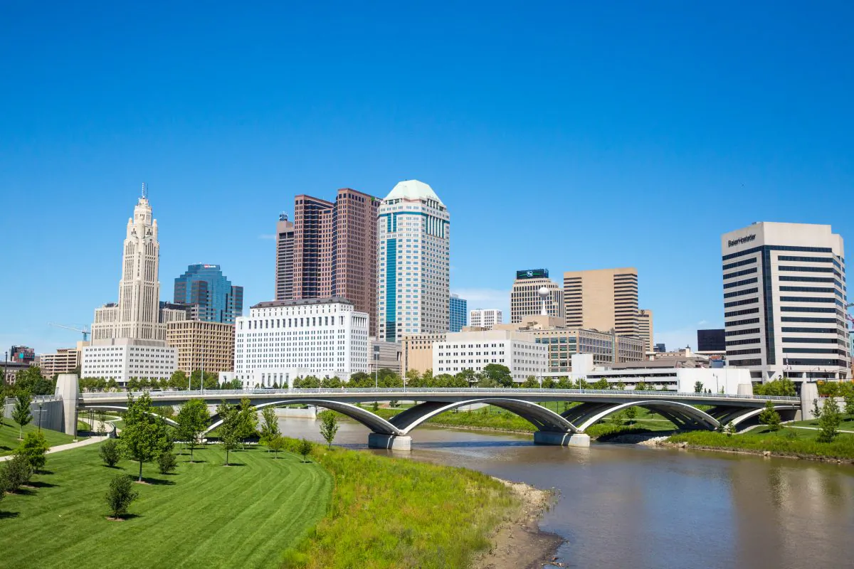 The skyline of downtown Columbus, Ohio, on July, 29, 2017. (Benjamin Chasteen/The Epoch Times)