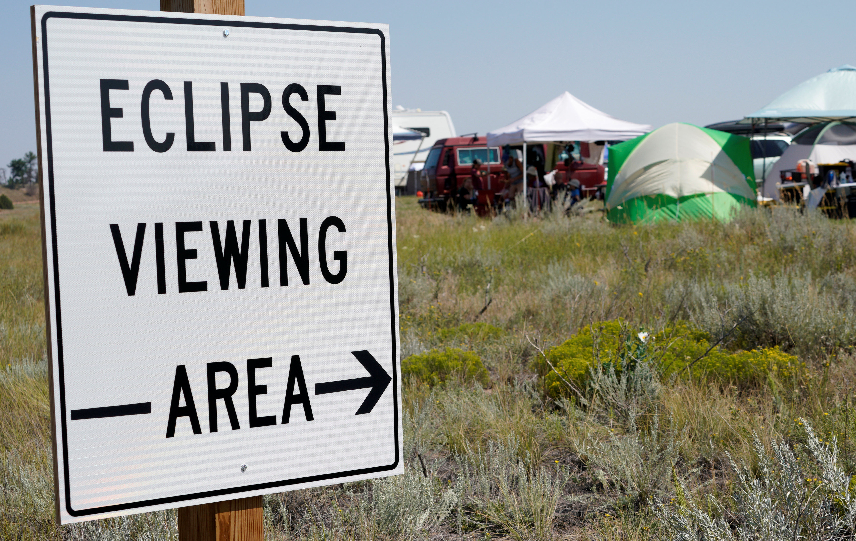 A designated eclipse viewing area is seen in a campground near Guernsey, Wyoming on August 20, 2017. (REUTERS/Rick Wilking)