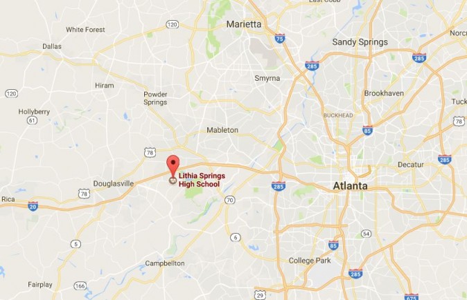 Douglas County Sheriff's authorities said that a Lithia Springs High School teacher shot himself in the head on Thursday morning before students arrived, WSB-TV reported. (Google Maps)