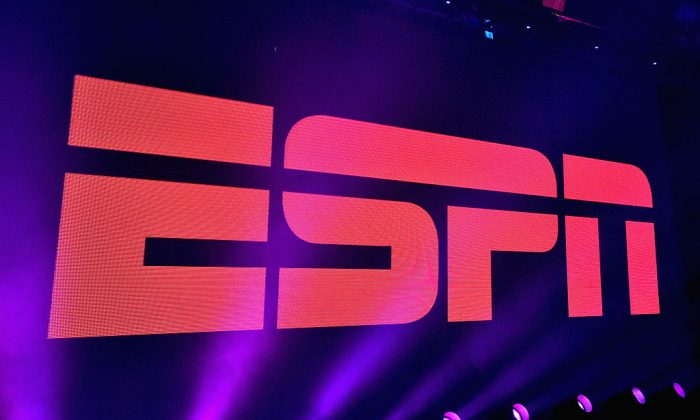 A view of the logo during ESPN The Party on in San Francisco on Feb. 5, 2016. (Mike Windle/Getty Images for ESPN)