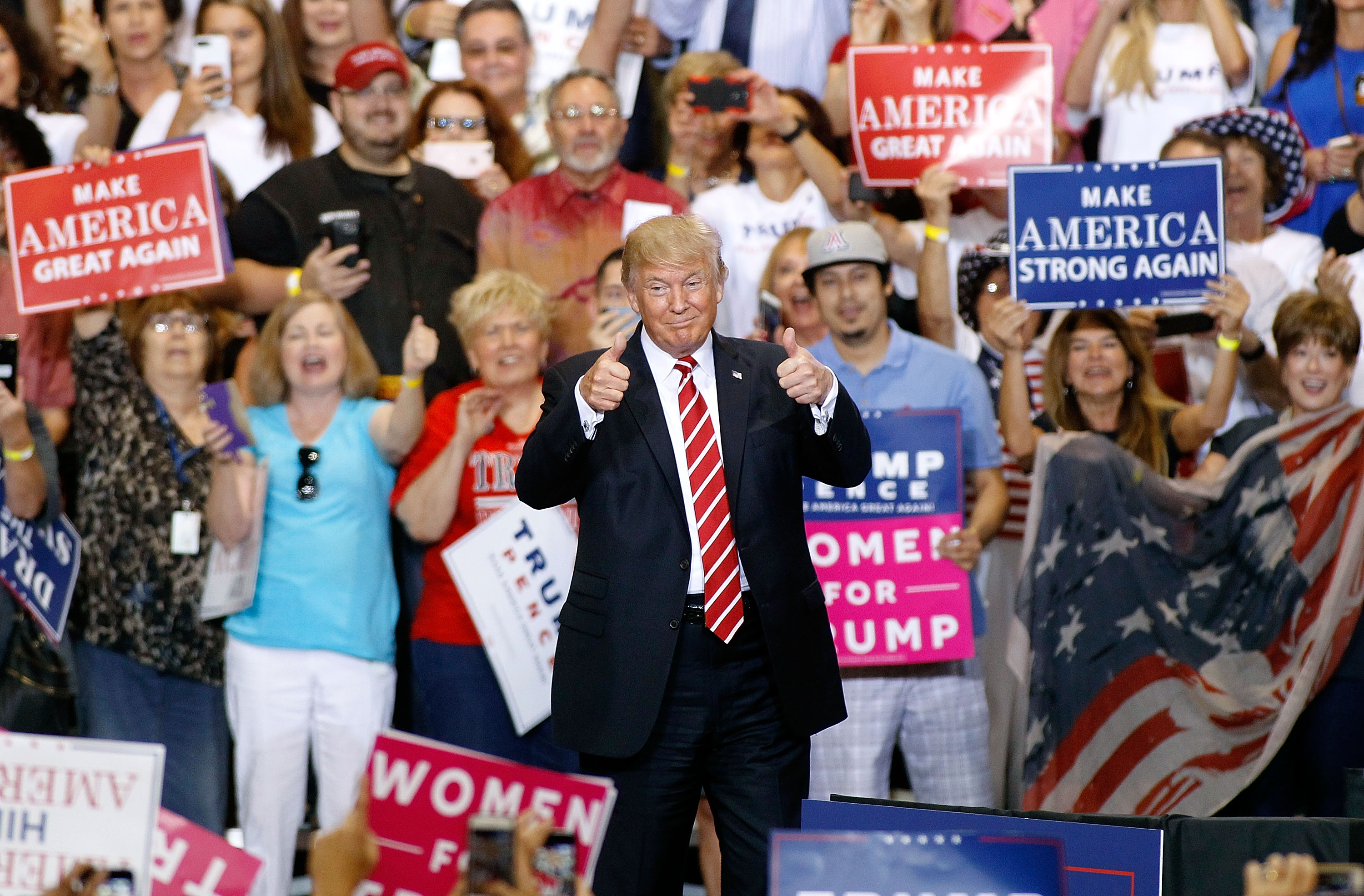 President Donald Trump during a rally at the Phoenix Convention Center on Aug. 22, 2017 in Phoenix, Arizona. (Ralph Freso/Getty Images)
